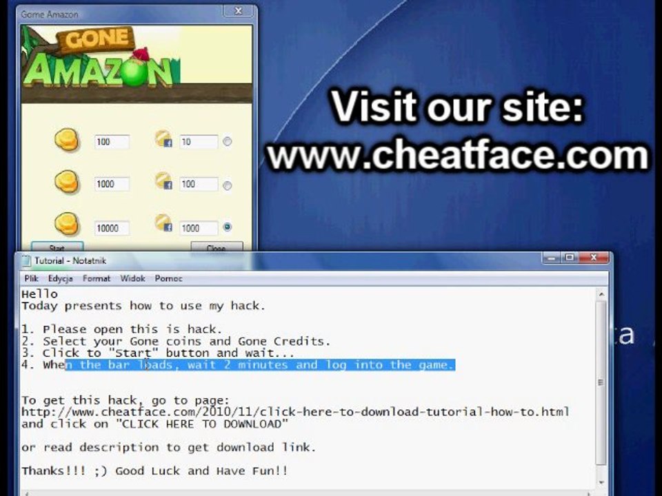 LATEST GONE AMAZON HACK ! FREE 1000 COINS AND 100 CREDITS
