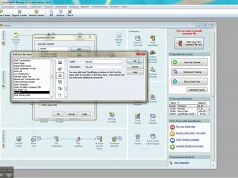 QuickBooks How to Customize Icon Bar