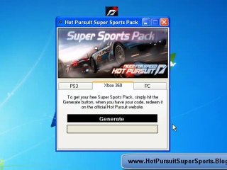 NFS Hot Pursuit Super Sports Pack Code Generator For Free