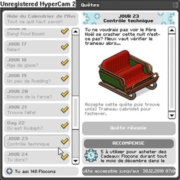 Quêtes Habbo : jour 19 à 24 (Noël 2010)