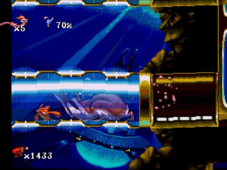 Earthworm Jim [Megadrive] niveau 3 (Down the Tubes)