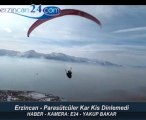 Erzincan Üzümlü de eksi 2 derecede yamaç paraşütü keyfi