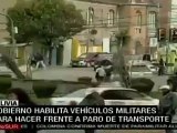 Gobierno de Bolivia habilita vehículos militares para hacer frente a paro de transporte