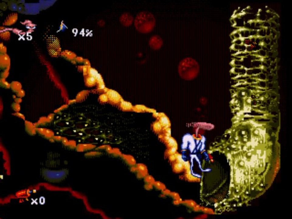 Earthworm Jim [Megadrive] niveau 7 (Intestinal Distress)