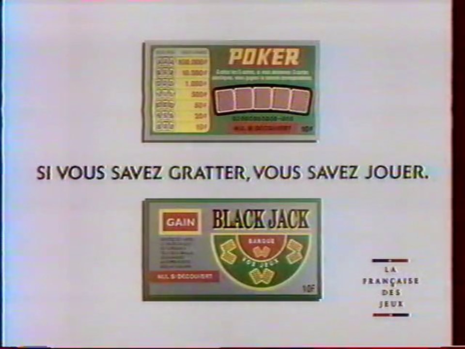 Publicité Poker Black Jack Francais des jeux 1992
