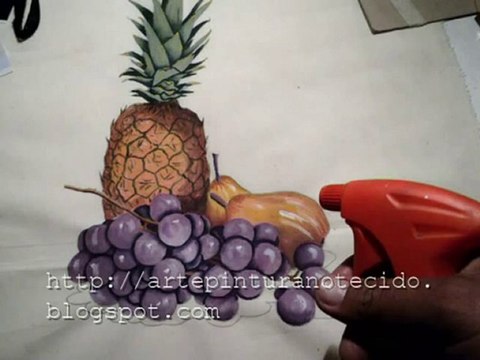 Pintura sobre tecidos.Tutorial. Flores, frutas, paisagens...