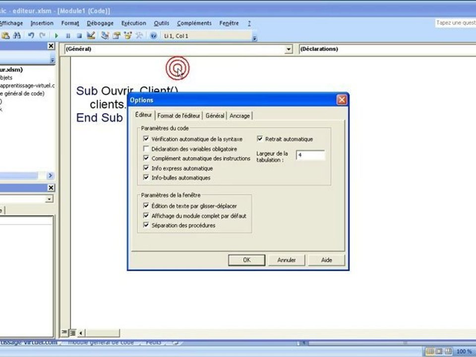 Module de déclaration de code