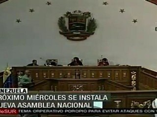 Nueva Asamblea Nacional se juramenta próximo miércoles: Venezuela