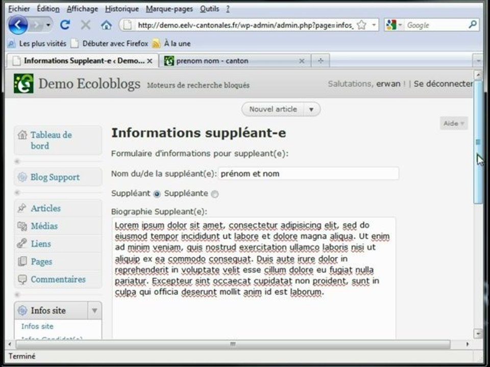 photo et bio candidats