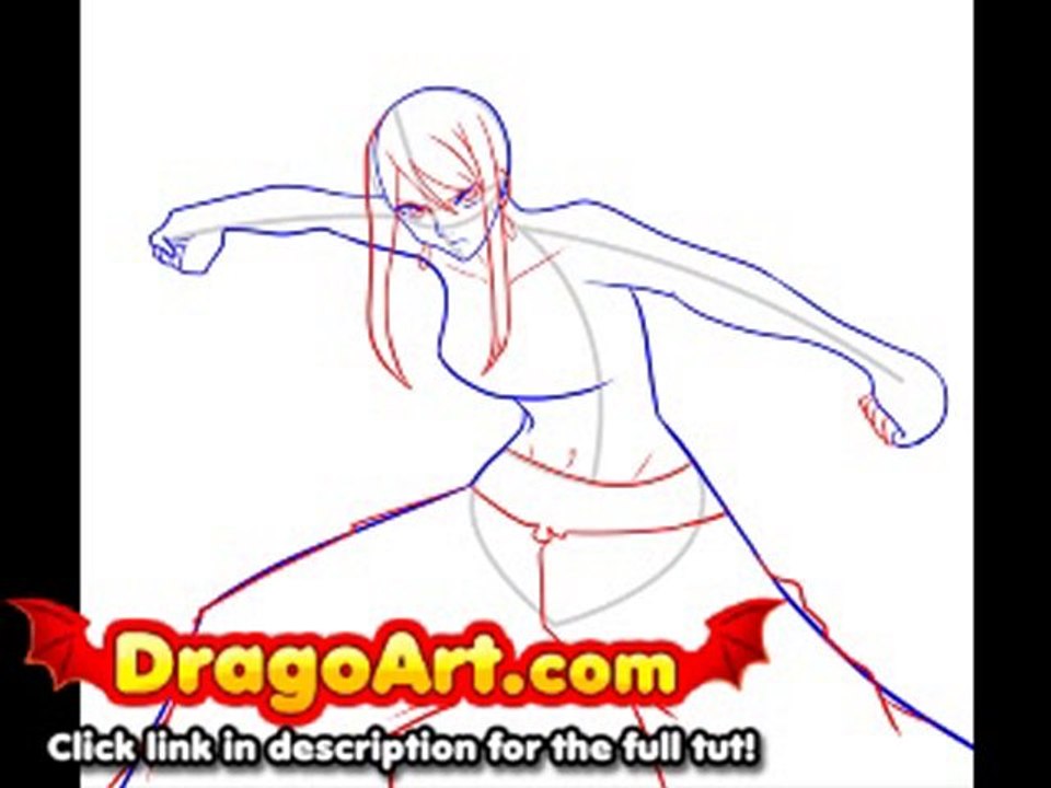 How to draw Erza, step by step