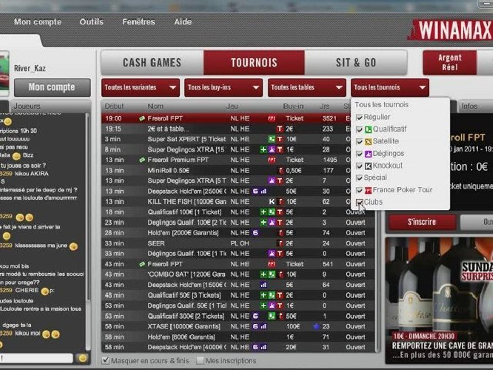 Comment s'inscrire aux tournois du Club Poker Millenium