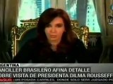 Ultiman detalles para reunión entre Cristina Fernández y Dilma Rousseff