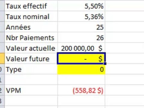 La fonction Excel VPM()