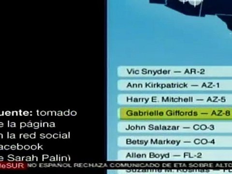 Jesse Kelly y Sarah Palin, republicanos que amenazaron públicamente a la congresista Giffords