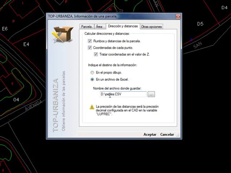 ARKITool, TOP-Urbaniza, crea una tabla de rumbos, distancias