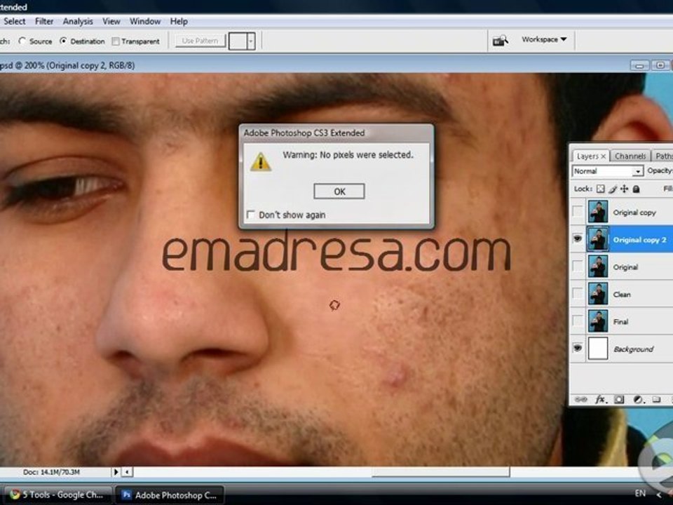 Clean your face in Photoshop with emadresa,com