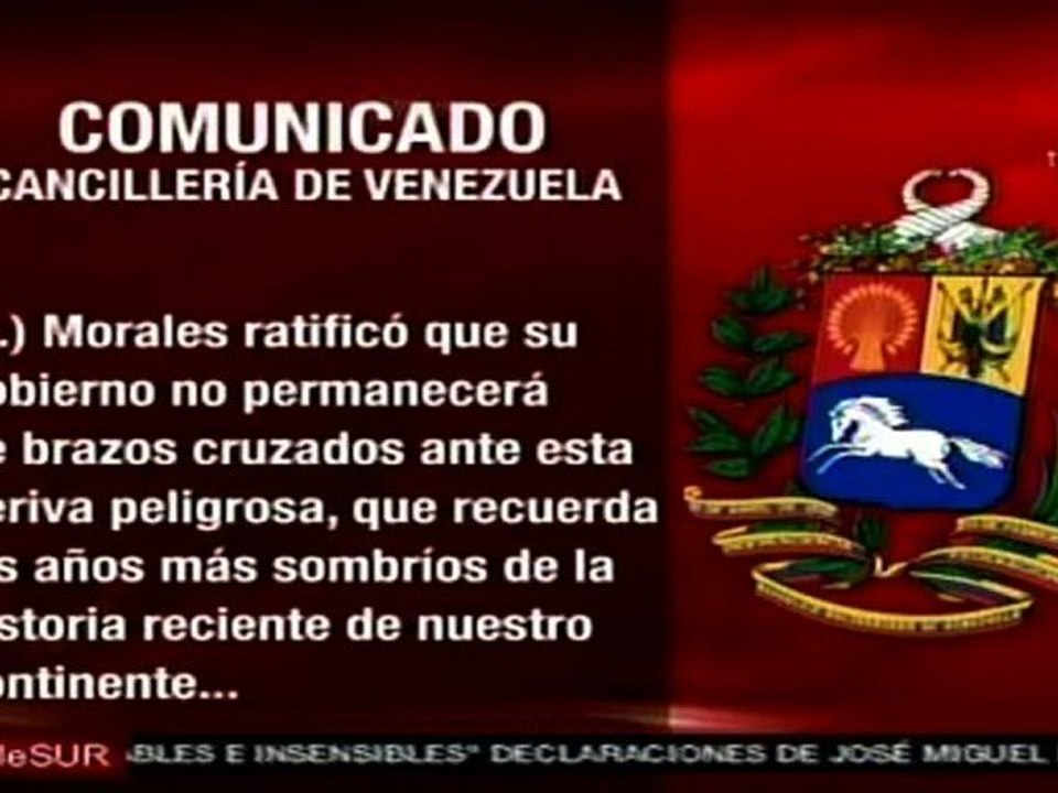 Bolivia rechaza "intervención grosera" de Insulza en política de Venezuela