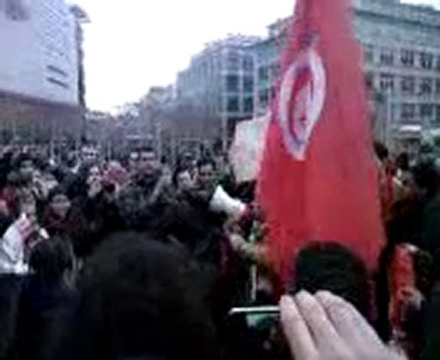 Frohe Manifestation in Frankfurt für die Freiheit Tunesiens