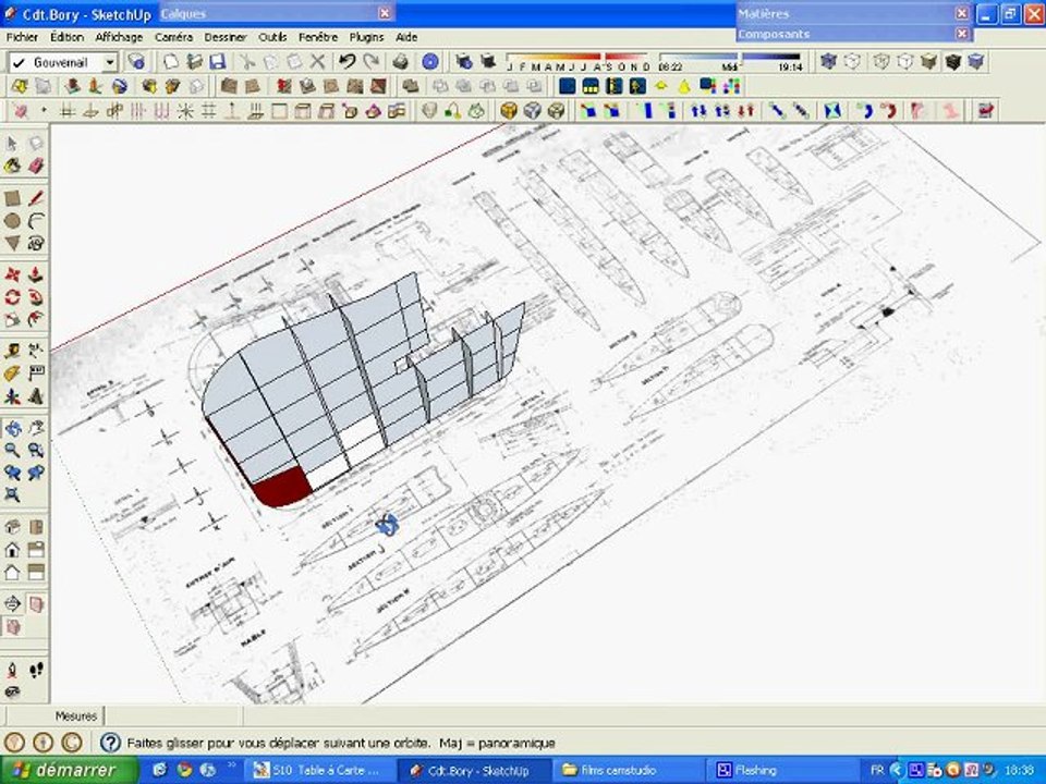 Cdt. Bory sur Sketchup 8.(01).Construction du gouvernail