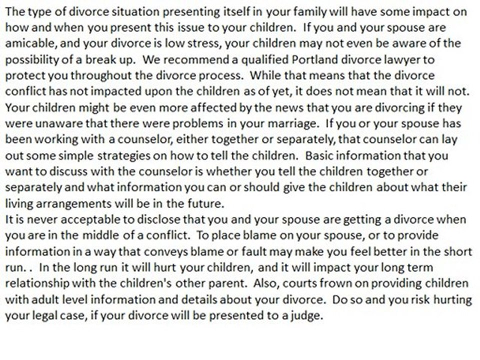 Telling your children about your divorce