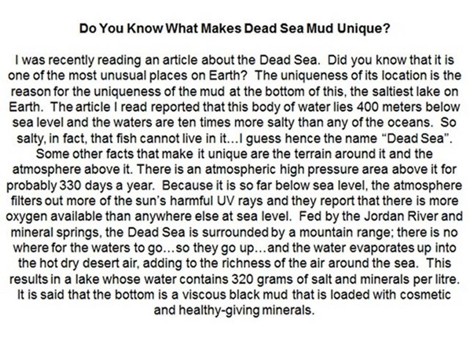 What makes dead sea mud unique?
