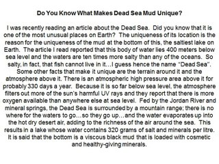 What makes dead sea mud unique?