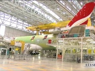 Le Président visite le site Assemblage de l'A380 à Toulouse