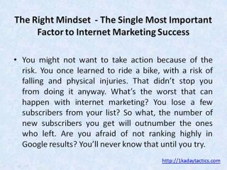 Internet Marketing - The Right Mindset