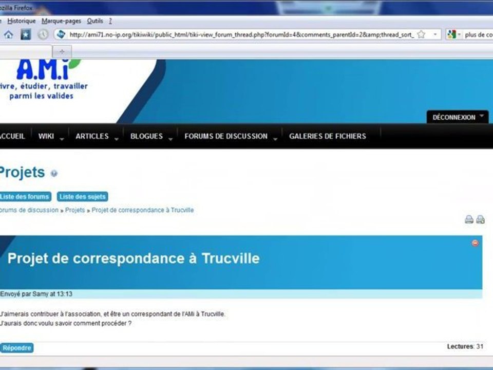 Participer aux forums sur le site de l'AMi