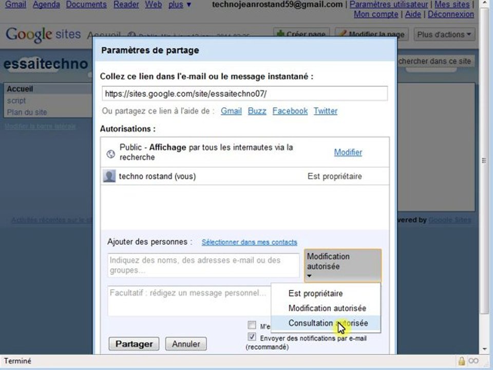 partager un site google