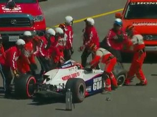 Dan Wheldon flips and spins on head in a IndyCar race at Sonoma