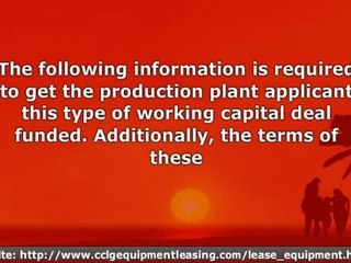 Production Plant Used Equipment Commercial Business Financin