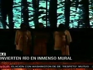 Convierten Río Mapocho en Mural nocturno