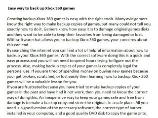 Easy way to backup 360 games