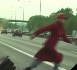 Deux jumelles traversent l'autoroute