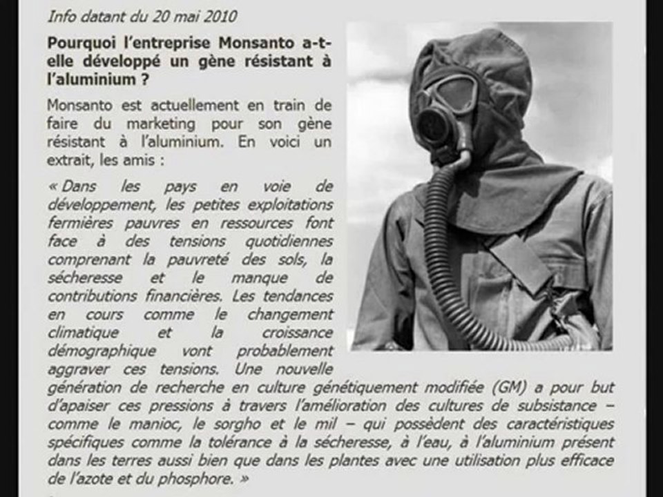 Chemtrails et Gène Monsanto Résistant à l'aluminium