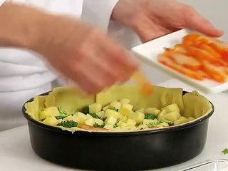 Tourte de pommes de terre au haddock fumé et brocolis