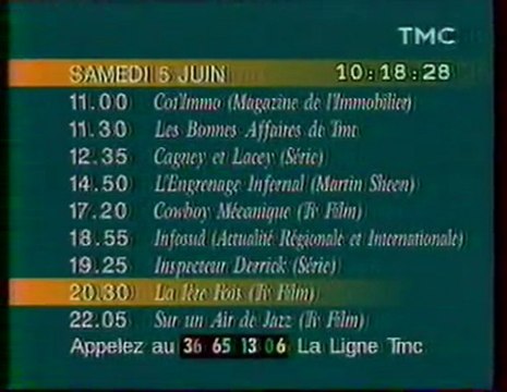 Mire TMC Affichant La Date L'heur et Le Programe 5 Juin 1993
