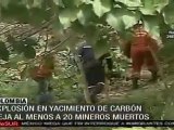 Accidente en mina de carbón en Colombia, 20 muertos