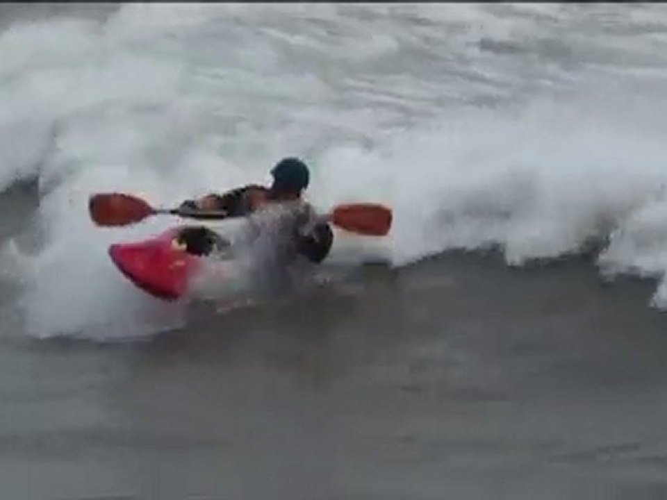 Jake Ament and John McConville Freestyle Kayaking Big Waves on Lake Michigan