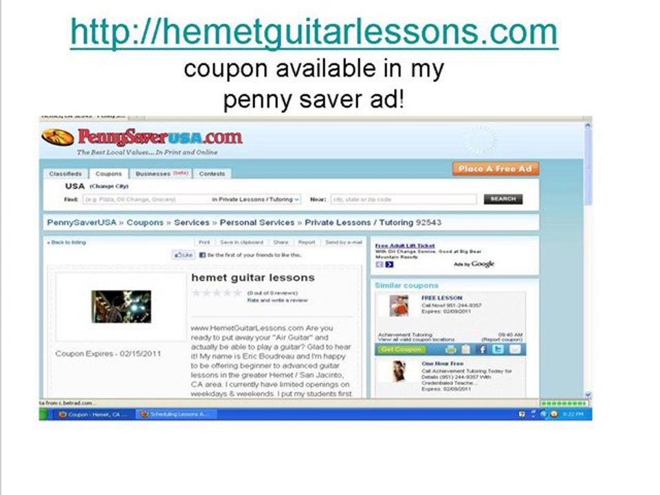 hemet guitar lessons penny saver coupon