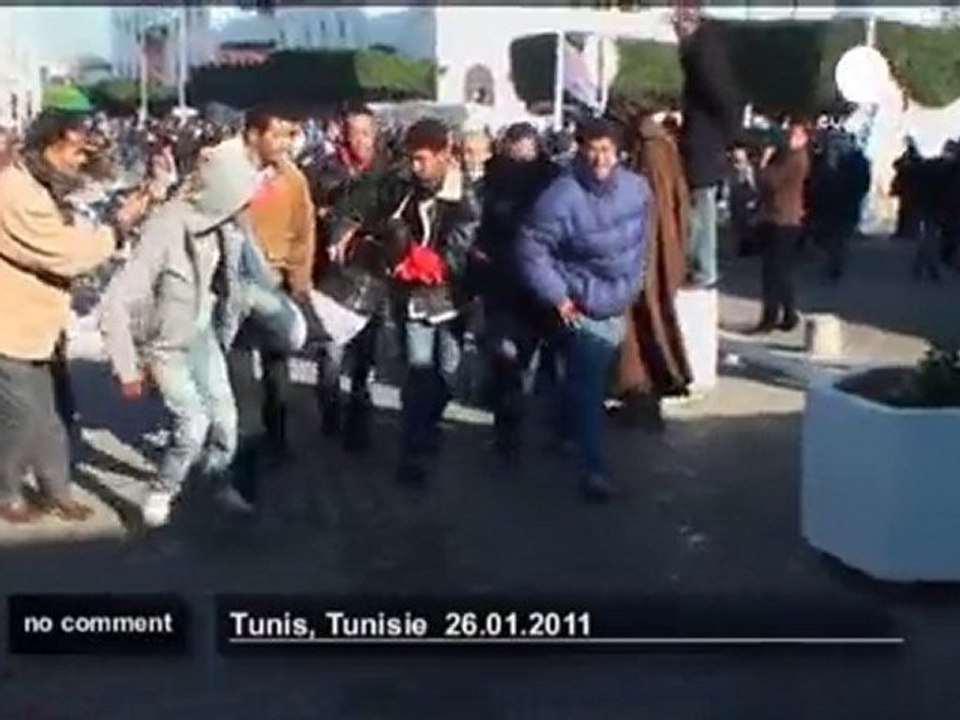 Anti-government activists protest in Tunis - no comment