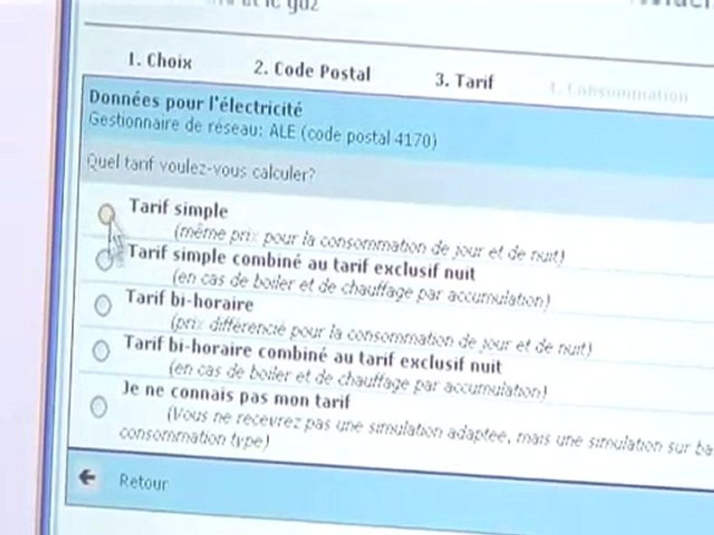 Simulation Facture électricité CWAPE