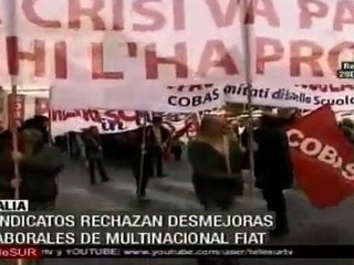Protestas en Roma contra FIAT y Berlusconi