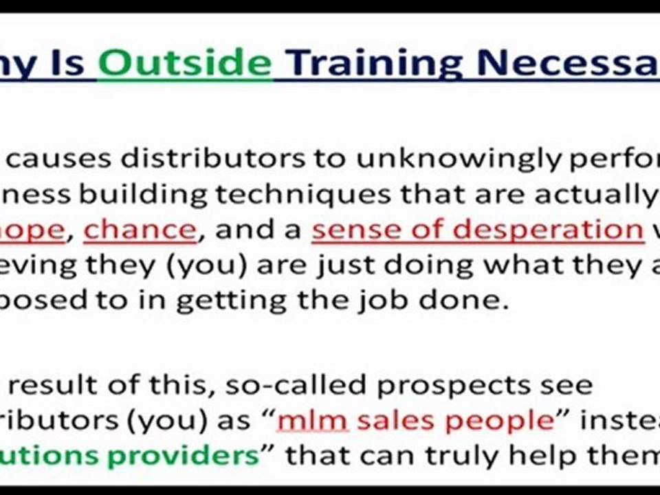 Training OUTSIDE Your Network Marketing Company is Necessary