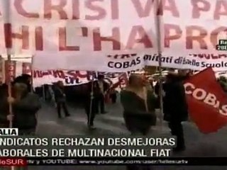 Protestas en Roma contra FIAT y Berlusconi