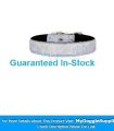 20 quot  Silver Bling Bling Glitter leather dog collar - M