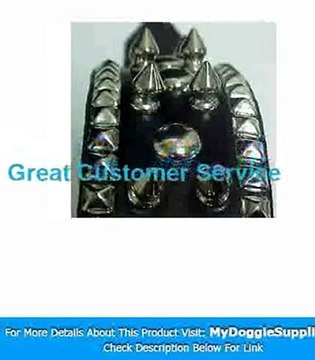 22 Inch Black Leather Spiked Studded Dog Collar - M - My