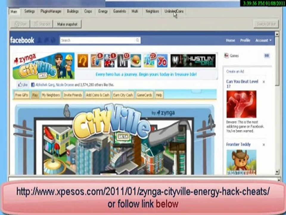 zynga cityville cheats energy coins credit money cash goods