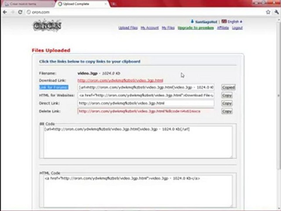 Tutorial Oron.com Upload